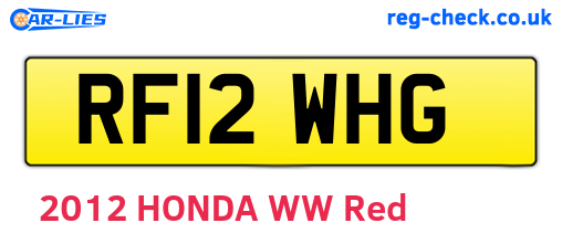 RF12WHG are the vehicle registration plates.