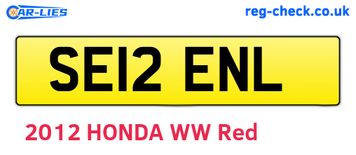 SE12ENL are the vehicle registration plates.