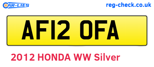 AF12OFA are the vehicle registration plates.