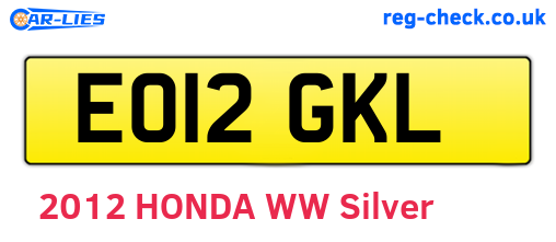 EO12GKL are the vehicle registration plates.