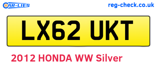 LX62UKT are the vehicle registration plates.
