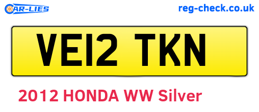 VE12TKN are the vehicle registration plates.
