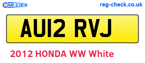 AU12RVJ are the vehicle registration plates.