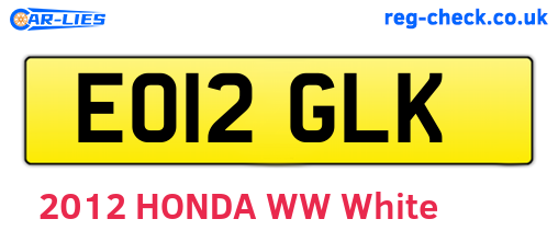 EO12GLK are the vehicle registration plates.