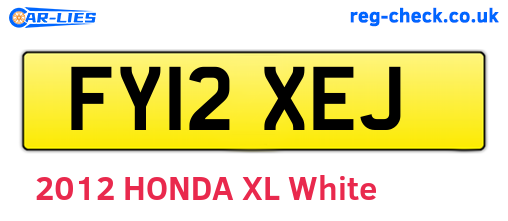 FY12XEJ are the vehicle registration plates.