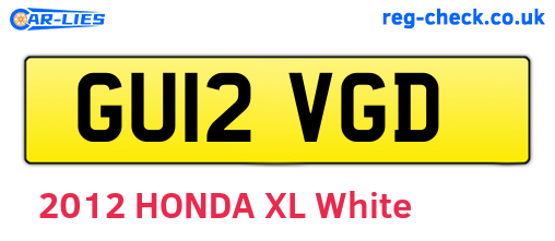 GU12VGD are the vehicle registration plates.