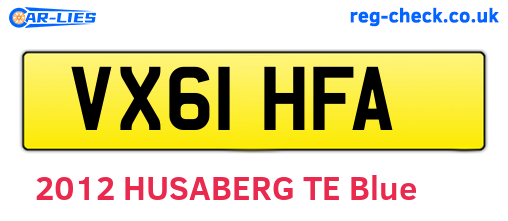 VX61HFA are the vehicle registration plates.
