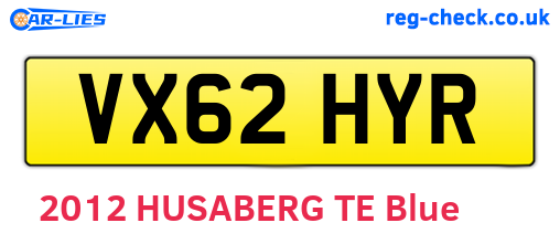 VX62HYR are the vehicle registration plates.