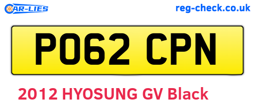 PO62CPN are the vehicle registration plates.