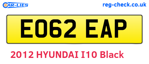 EO62EAP are the vehicle registration plates.