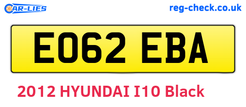 EO62EBA are the vehicle registration plates.