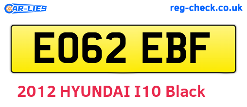 EO62EBF are the vehicle registration plates.