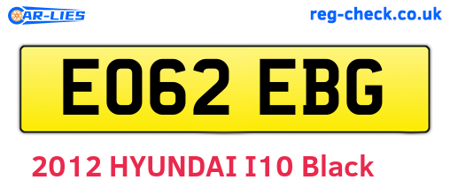 EO62EBG are the vehicle registration plates.