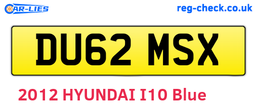DU62MSX are the vehicle registration plates.