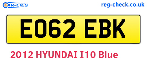EO62EBK are the vehicle registration plates.
