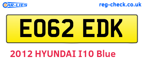 EO62EDK are the vehicle registration plates.