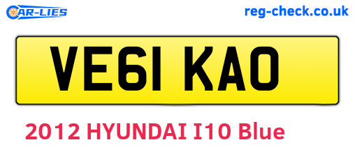 VE61KAO are the vehicle registration plates.