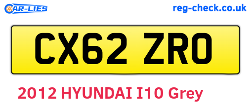 CX62ZRO are the vehicle registration plates.
