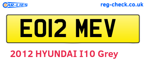 EO12MEV are the vehicle registration plates.