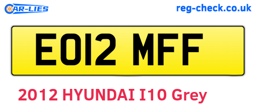 EO12MFF are the vehicle registration plates.