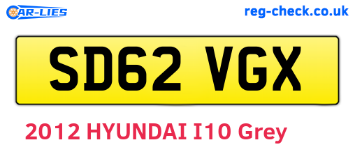 SD62VGX are the vehicle registration plates.