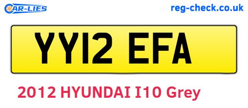YY12EFA are the vehicle registration plates.