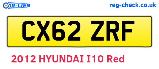 CX62ZRF are the vehicle registration plates.