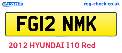 FG12NMK are the vehicle registration plates.