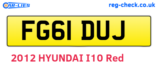FG61DUJ are the vehicle registration plates.