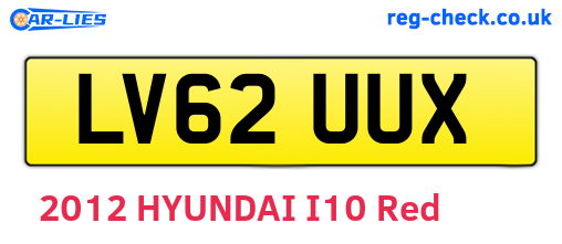 LV62UUX are the vehicle registration plates.