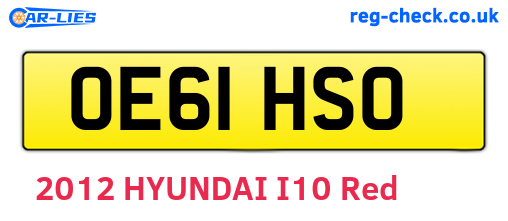 OE61HSO are the vehicle registration plates.