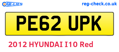 PE62UPK are the vehicle registration plates.