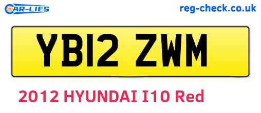 YB12ZWM are the vehicle registration plates.
