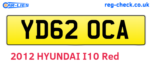 YD62OCA are the vehicle registration plates.