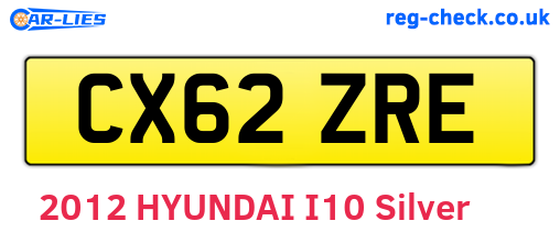 CX62ZRE are the vehicle registration plates.