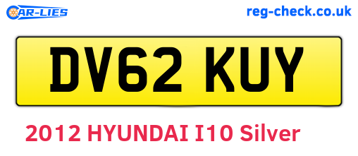 DV62KUY are the vehicle registration plates.
