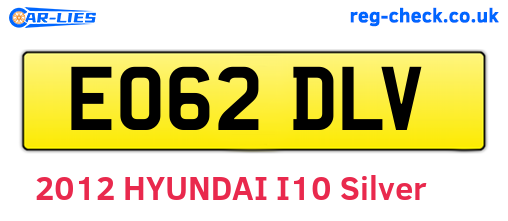 EO62DLV are the vehicle registration plates.
