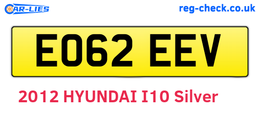 EO62EEV are the vehicle registration plates.