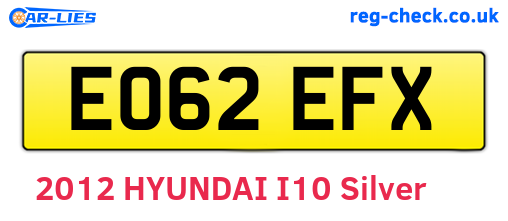 EO62EFX are the vehicle registration plates.