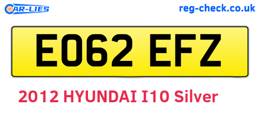 EO62EFZ are the vehicle registration plates.