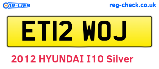 ET12WOJ are the vehicle registration plates.