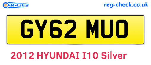 GY62MUO are the vehicle registration plates.