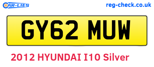GY62MUW are the vehicle registration plates.