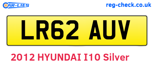 LR62AUV are the vehicle registration plates.