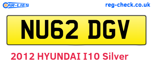 NU62DGV are the vehicle registration plates.