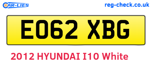 EO62XBG are the vehicle registration plates.