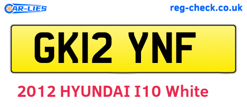 GK12YNF are the vehicle registration plates.