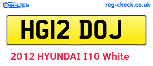 HG12DOJ are the vehicle registration plates.