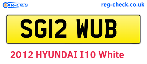 SG12WUB are the vehicle registration plates.