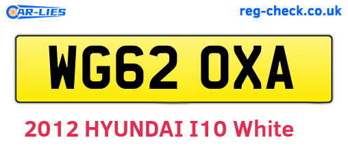 WG62OXA are the vehicle registration plates.